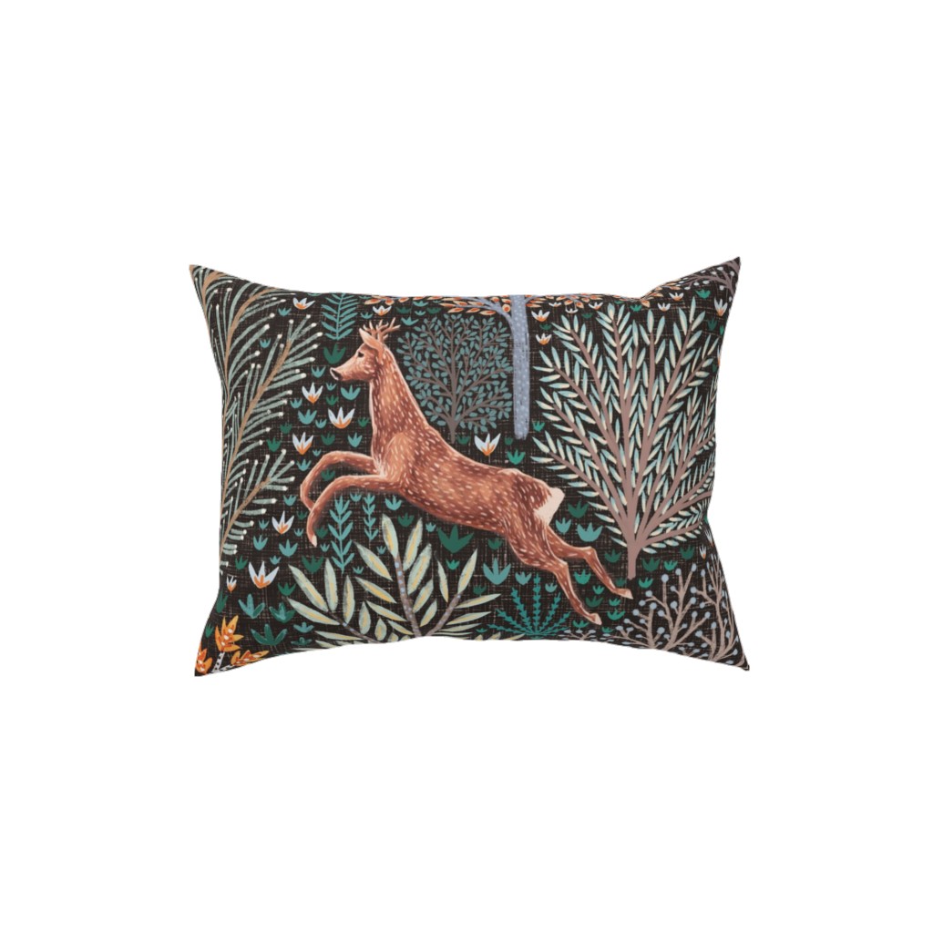 Forest & Animals - Multi Pillow, Woven, Black, 12x16, Single Sided, Multicolor