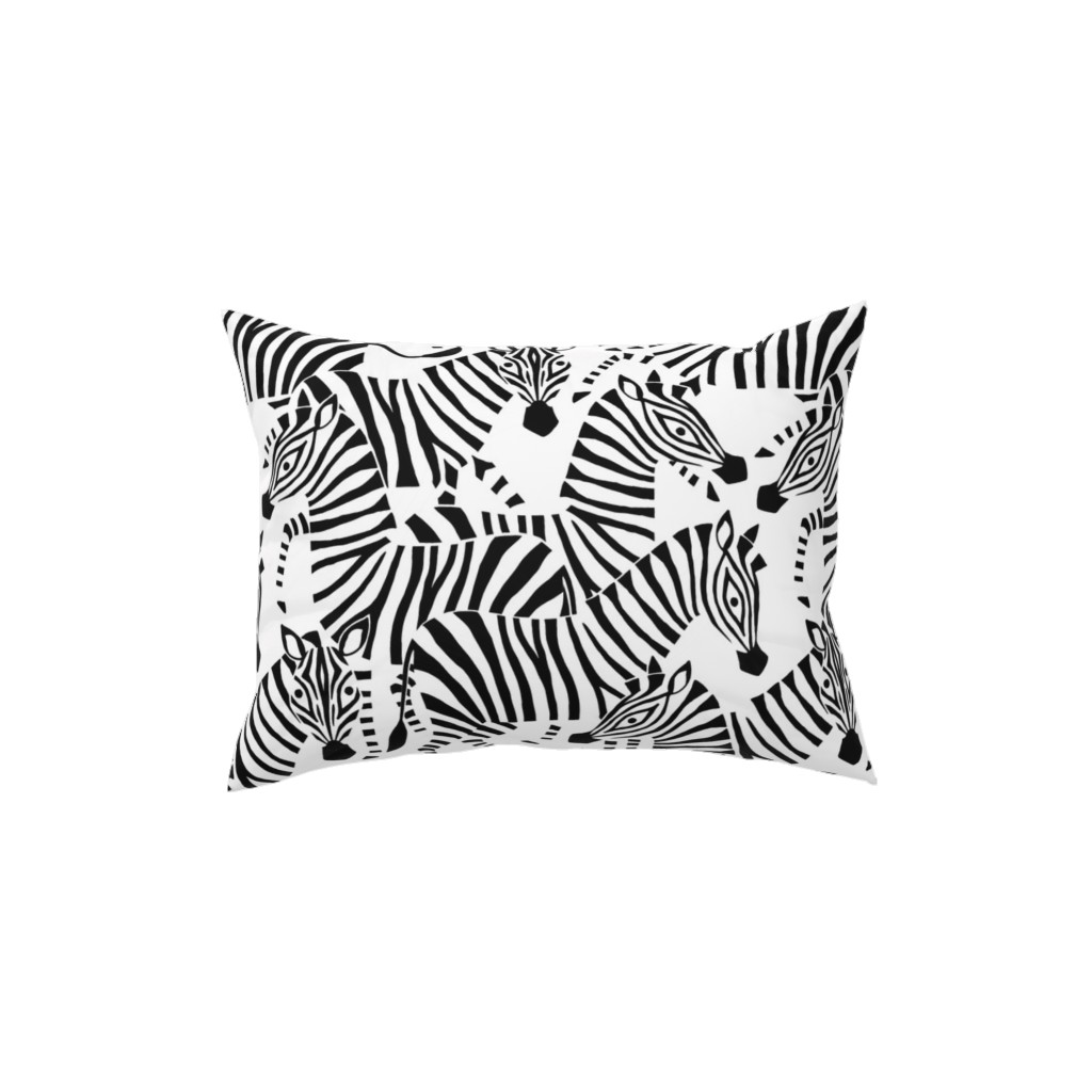 Zebras - Black & White Pillow, Woven, Black, 12x16, Single Sided, Black, Black