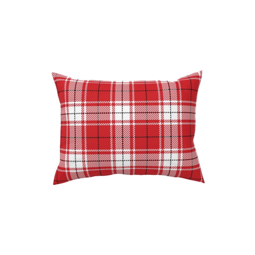 Tartan - White and Red Pillow, Woven, Black, 12x16, Single Sided, Red, Red
