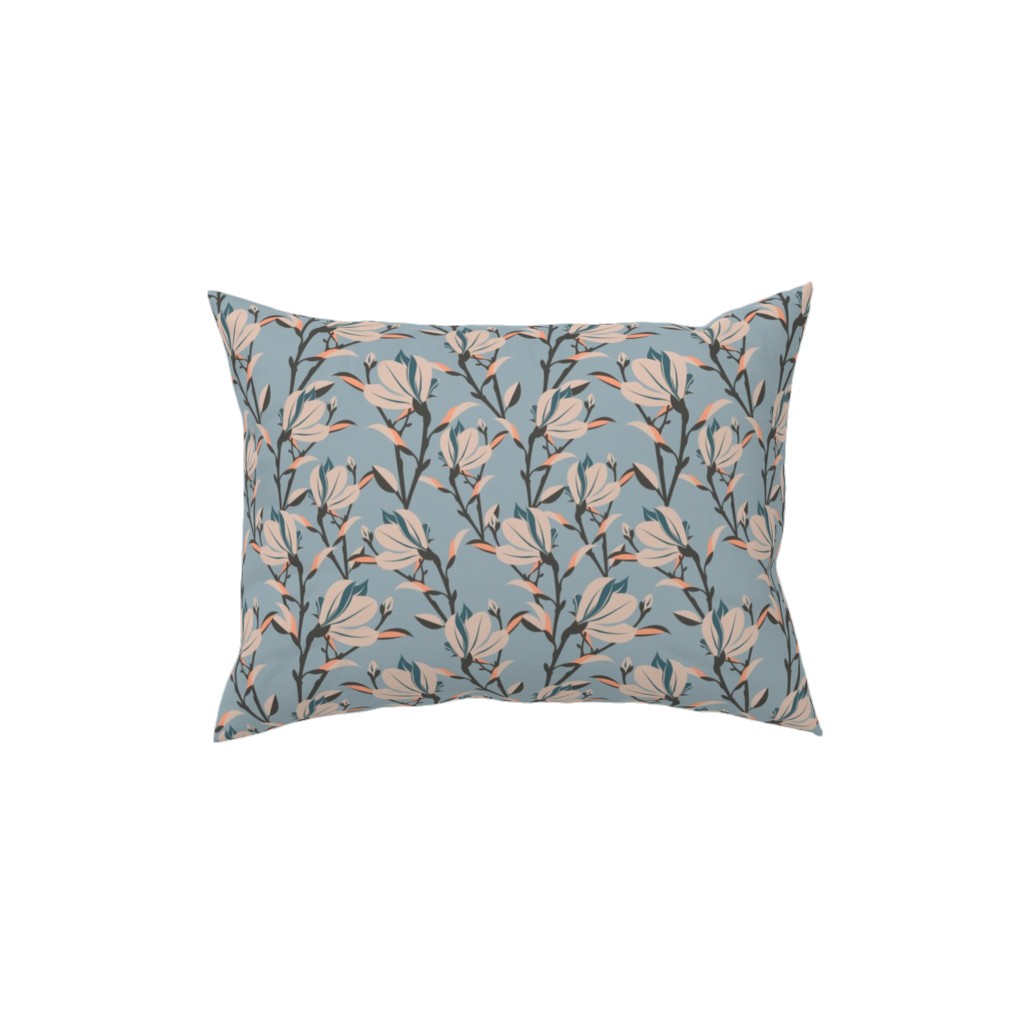 Magnolia -Dusty Blue Pillow, Woven, Black, 12x16, Single Sided, Blue