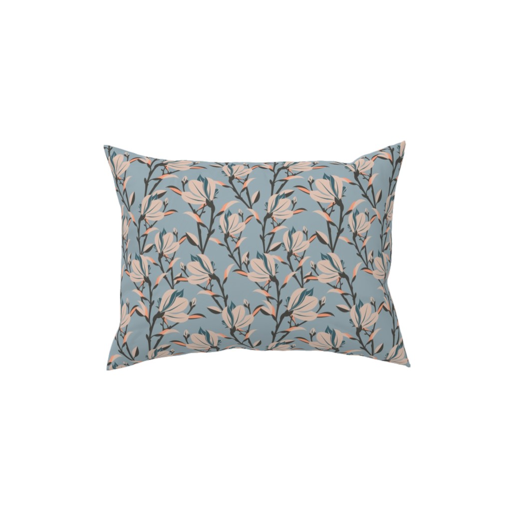Magnolia -Dusty Blue Pillow, Woven, Black, 12x16, Single Sided, Blue, True Blue
