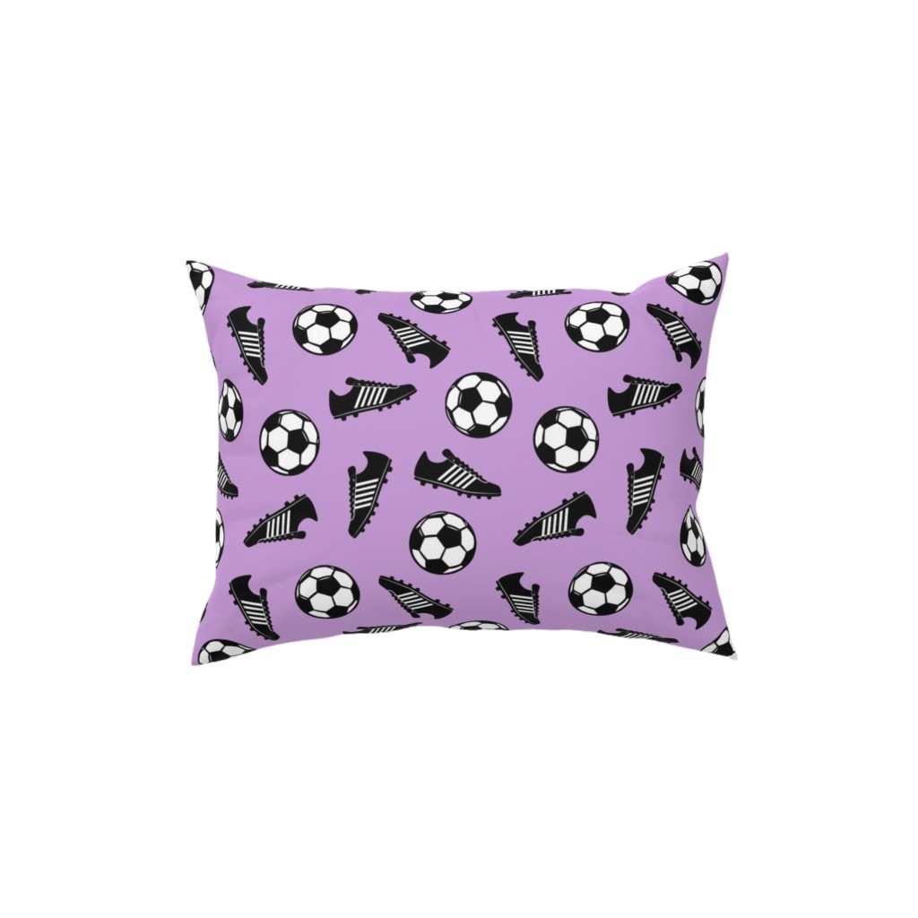 Soccer Balls and Cleats Pillow, Woven, Black, 12x16, Single Sided, Purple, Violet