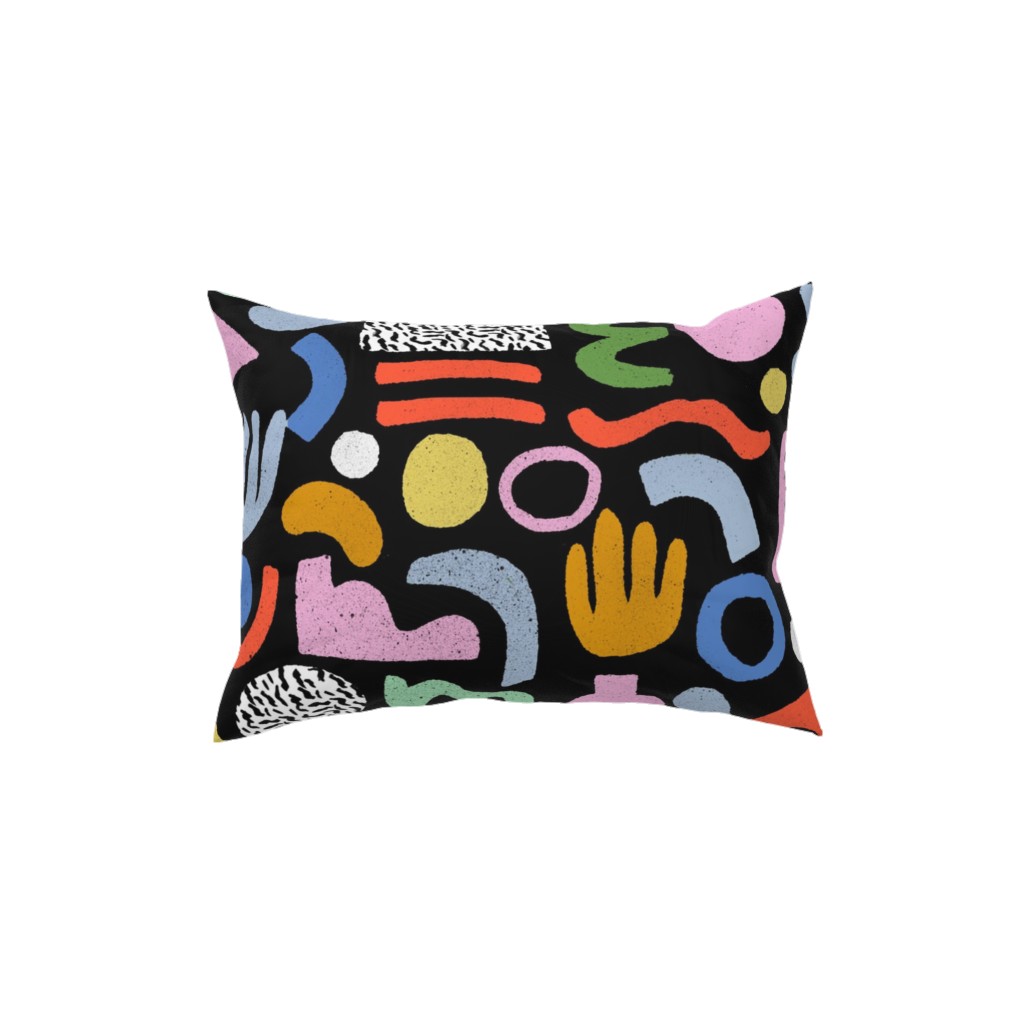 Happy Blocks Pillow, Woven, Black, 12x16, Single Sided, Multicolor, Black