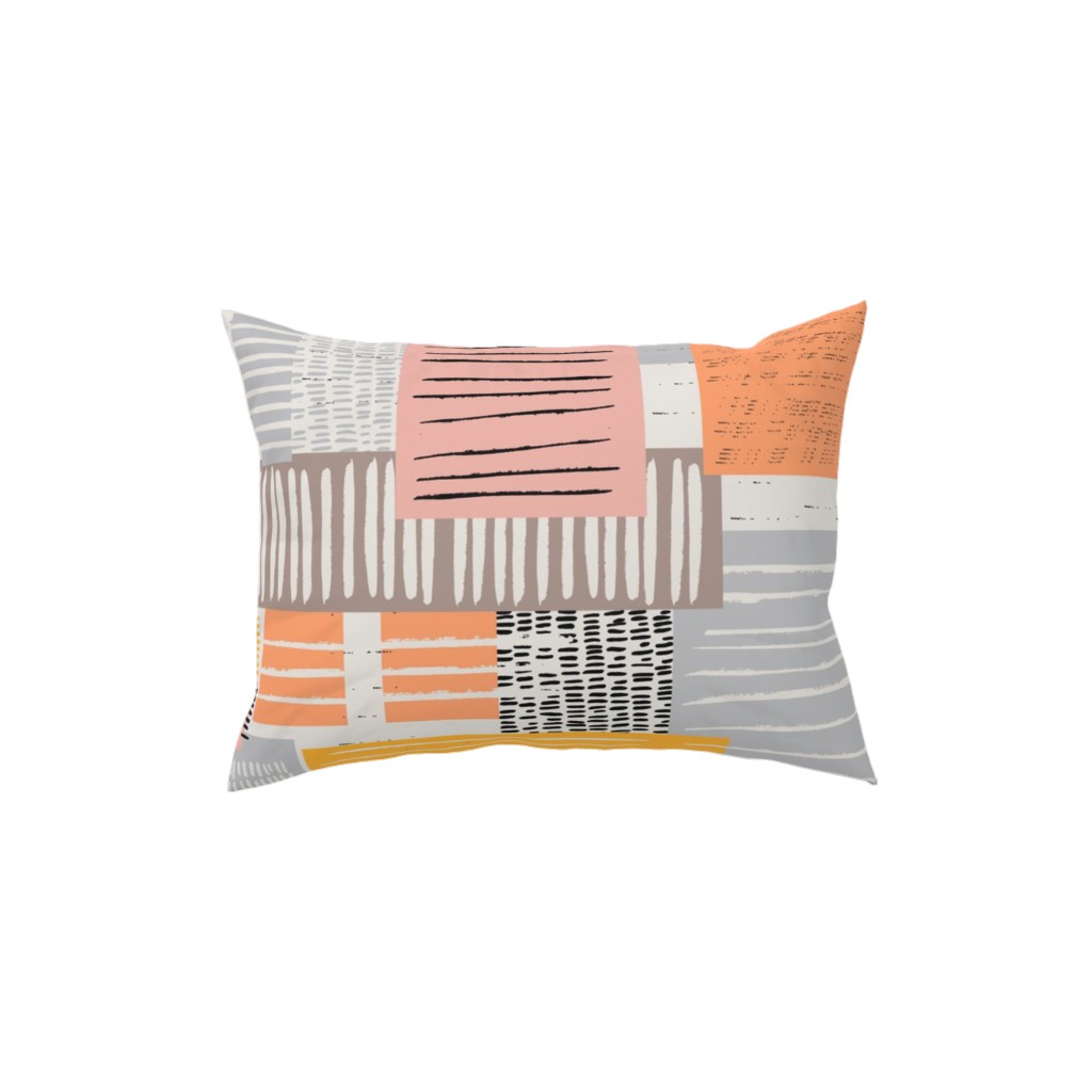 Textured Color Blocks - Multi Pillow, Woven, Black, 12x16, Single Sided, Multicolor
