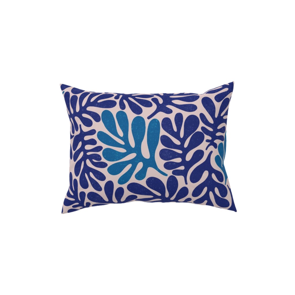 Organic Leaves - Blue Pillow, Woven, Black, 12x16, Single Sided, Blue, True Blue