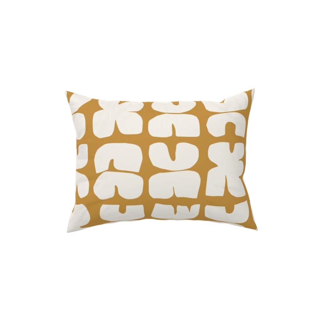Xpot Block Print - Yellow and Cream Pillow, Woven, Black, 12x16, Single Sided, Yellow