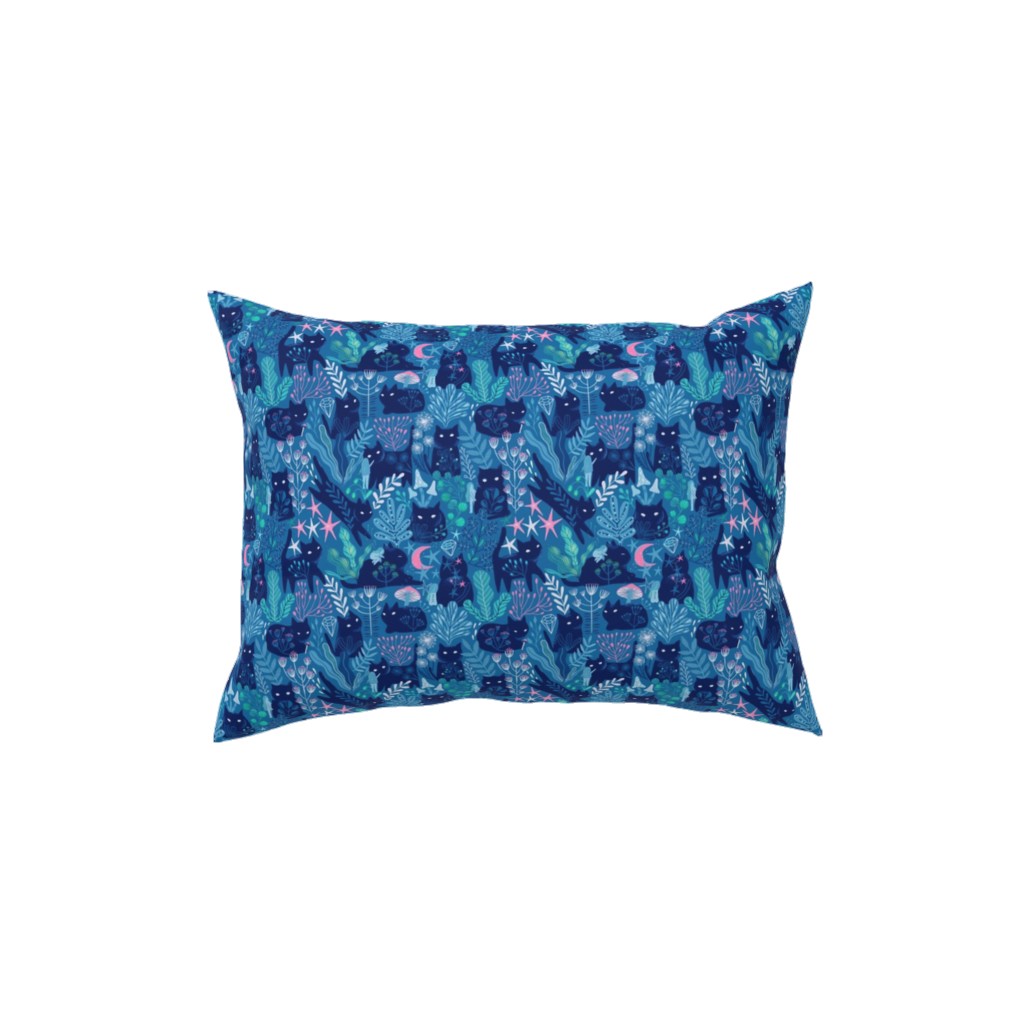 Meowgical Friends - Multicolor Pillow, Woven, Beige, 12x16, Single Sided, Blue, True Blue