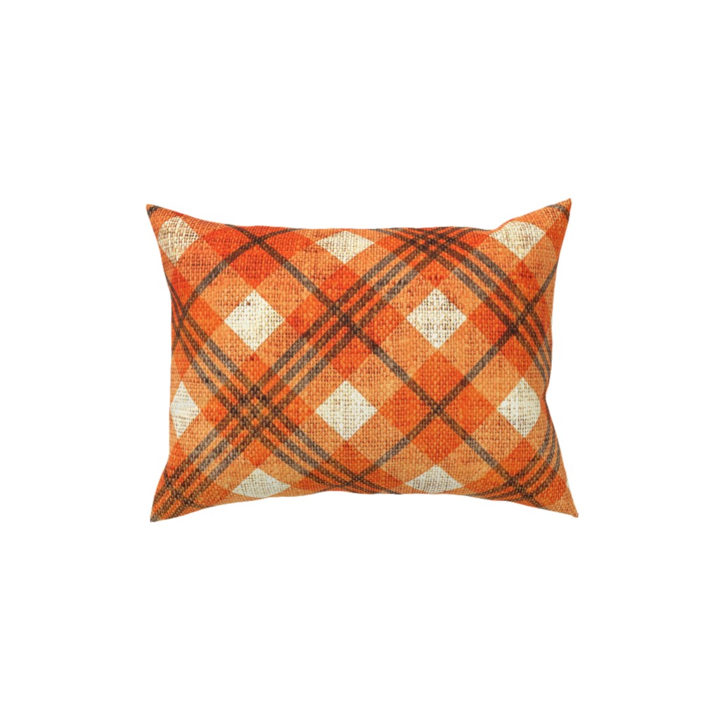Burlap Plaid - Orange and Grey Pillow, Woven, Beige, 12x16, Single Sided, Orange, Orange