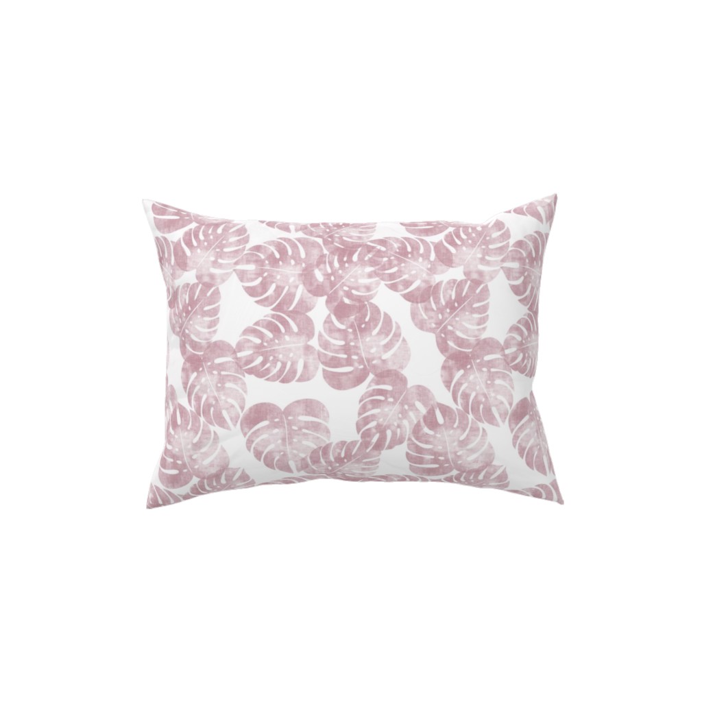 Monstera Leaves - Mauve Pillow, Woven, Beige, 12x16, Single Sided, Pink, Bright Pink