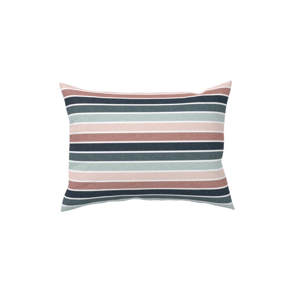 Stripes - Multi Blue & Pink Pillow, Woven, Beige, 12x16, Single Sided, Multicolor