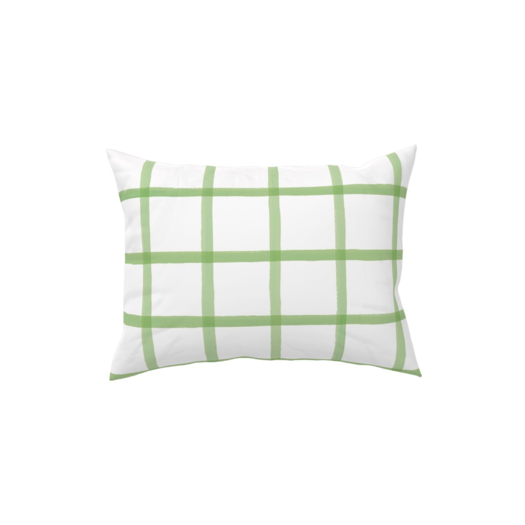 Window Pane Plaid Pillow, Woven, Beige, 12x16, Single Sided, Green