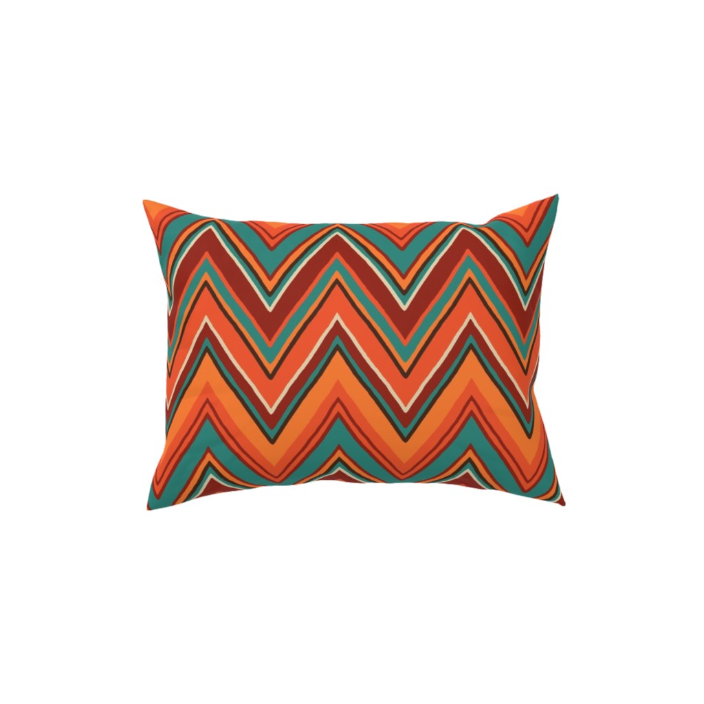Chevron - Orange and Teal Pillow, Woven, Beige, 12x16, Single Sided, Orange, Orange