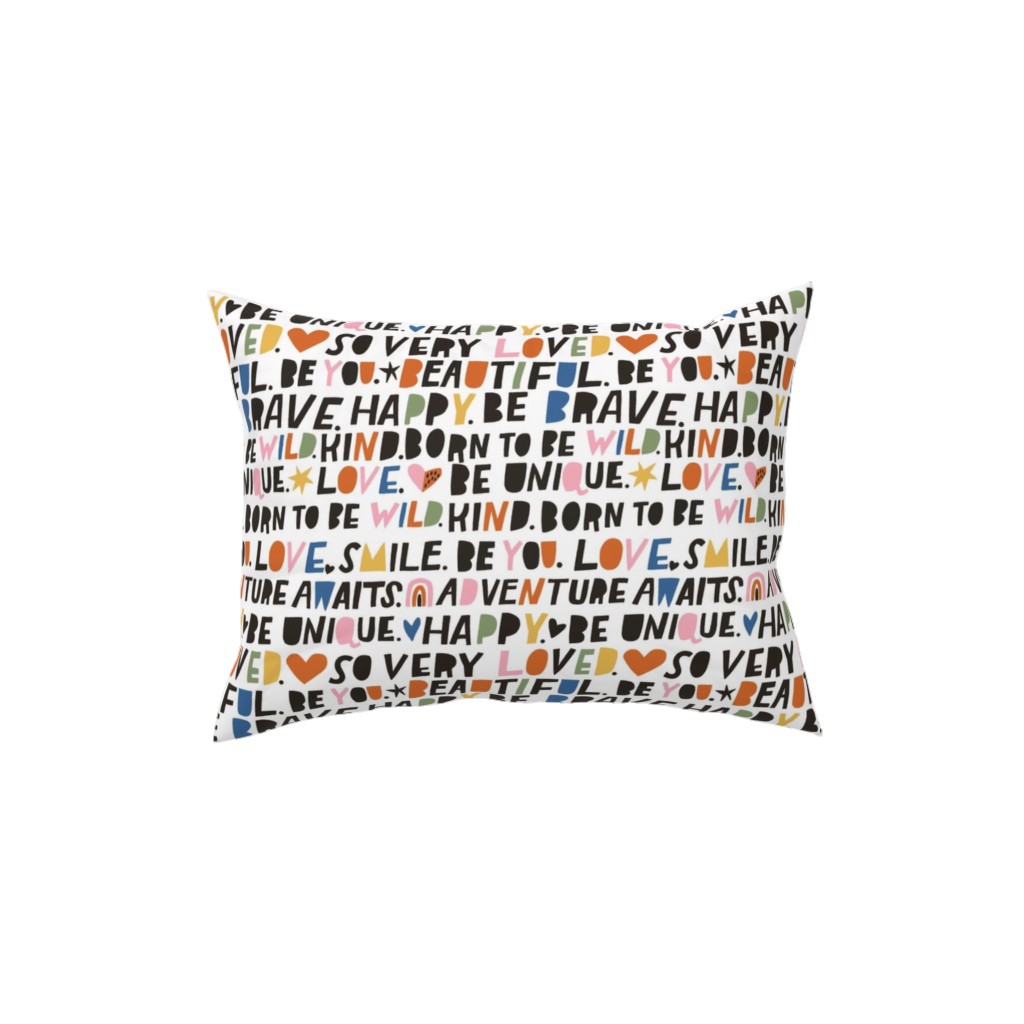 Sweet Words - Multi Pillow, Woven, Beige, 12x16, Single Sided, Multicolor