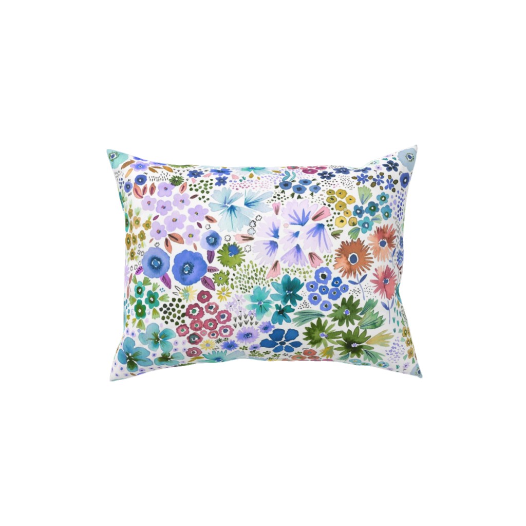 Artful Little Flowers - Multi Pillow, Woven, Beige, 12x16, Single Sided, Multicolor