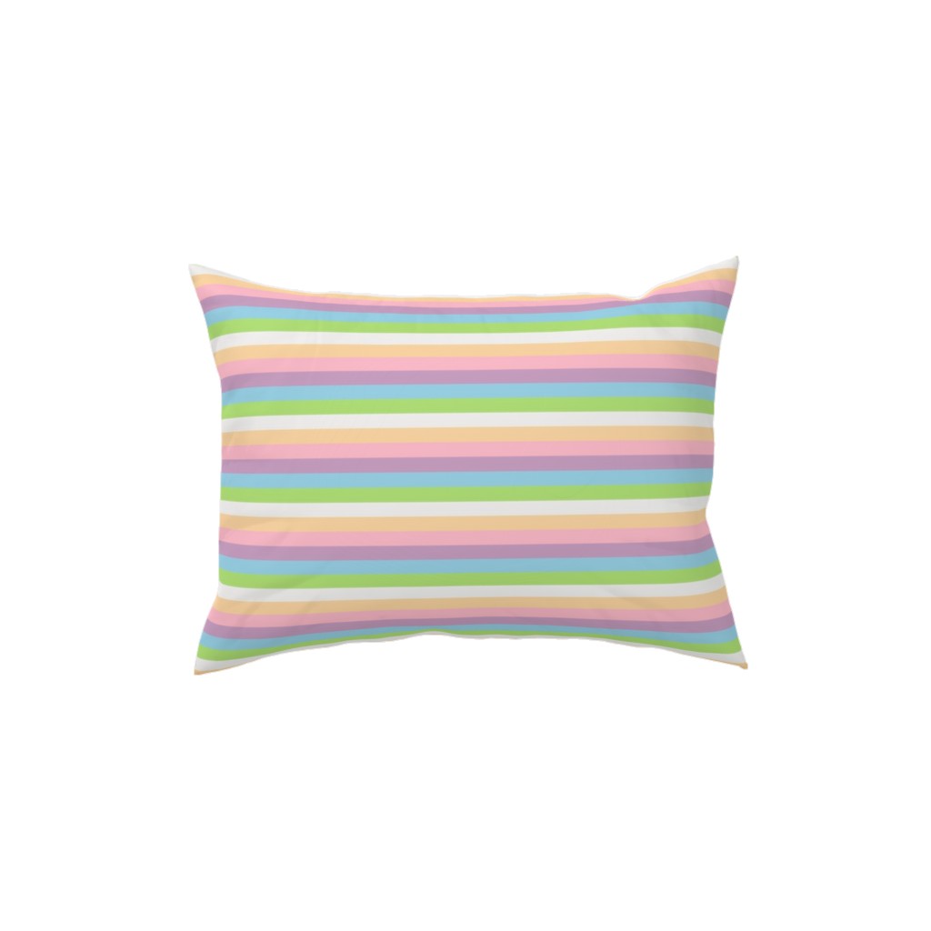 Multi Colored Stripes - Pastel Pillow, Woven, Beige, 12x16, Single Sided, Multicolor