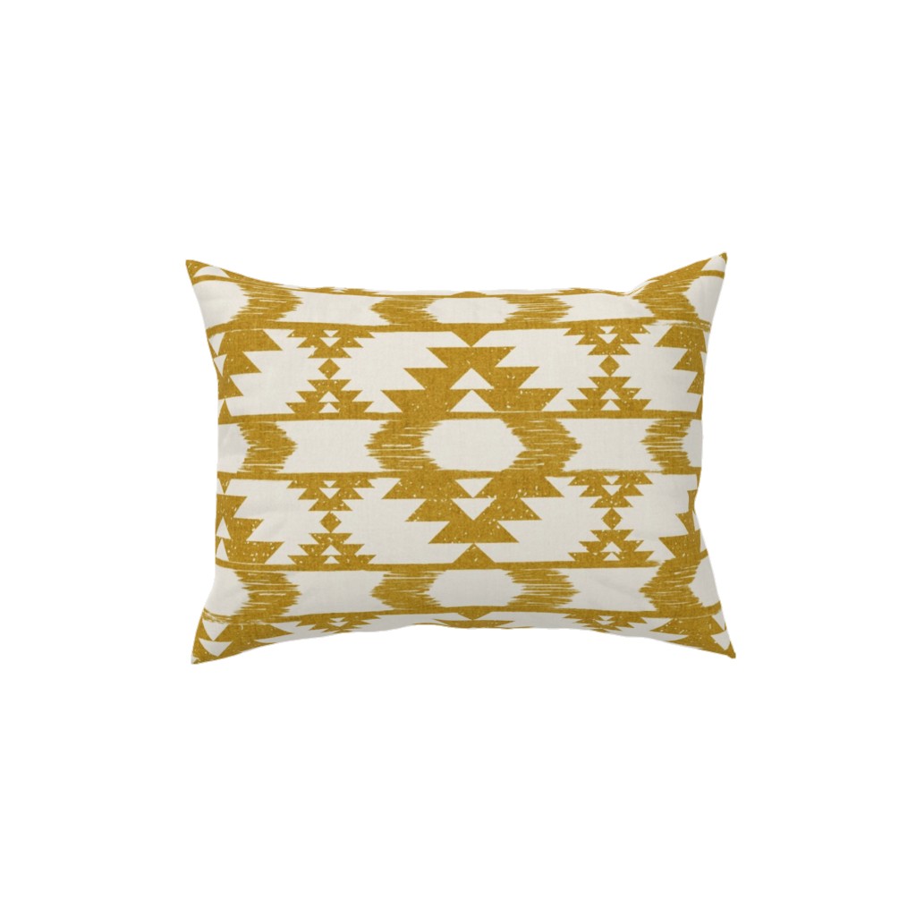 Modern Tribal Abstract Geometric - Yellow and White Pillow, Woven, Beige, 12x16, Single Sided, Yellow, Classic Yellow
