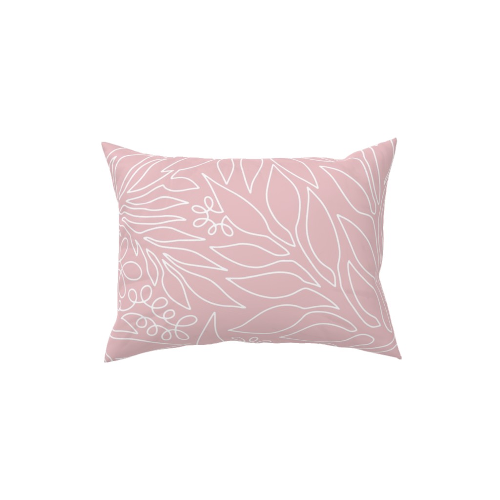 Contour Line Botanicals - Blush Pink Pillow, Woven, Beige, 12x16, Single Sided, Pink, Bright Pink