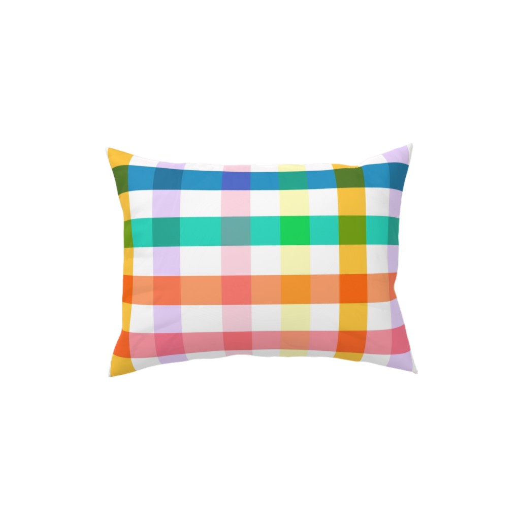 Joyful Summer Picnic Gingham - Multi Pillow, Woven, Beige, 12x16, Single Sided, Multicolor