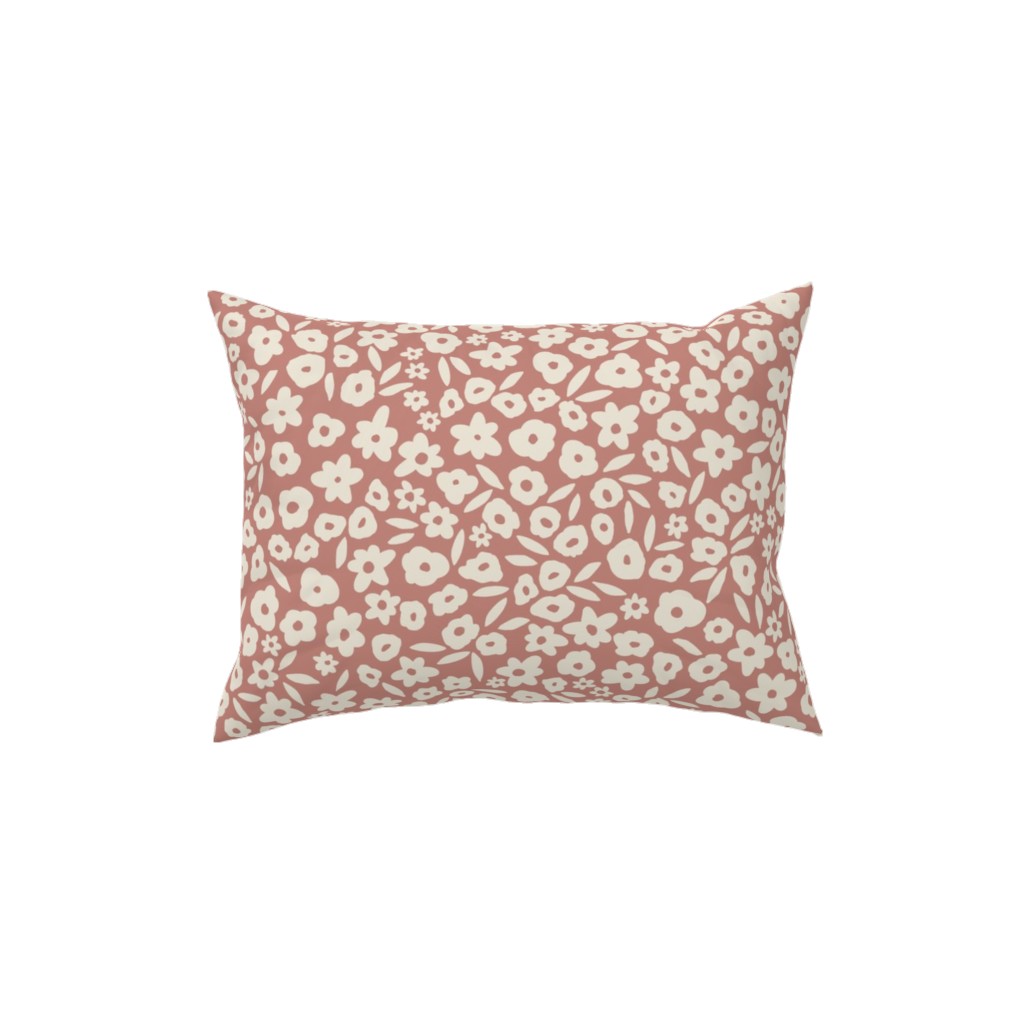 Flower Field on Cameo Rose Pillow, Woven, Beige, 12x16, Single Sided, Pink