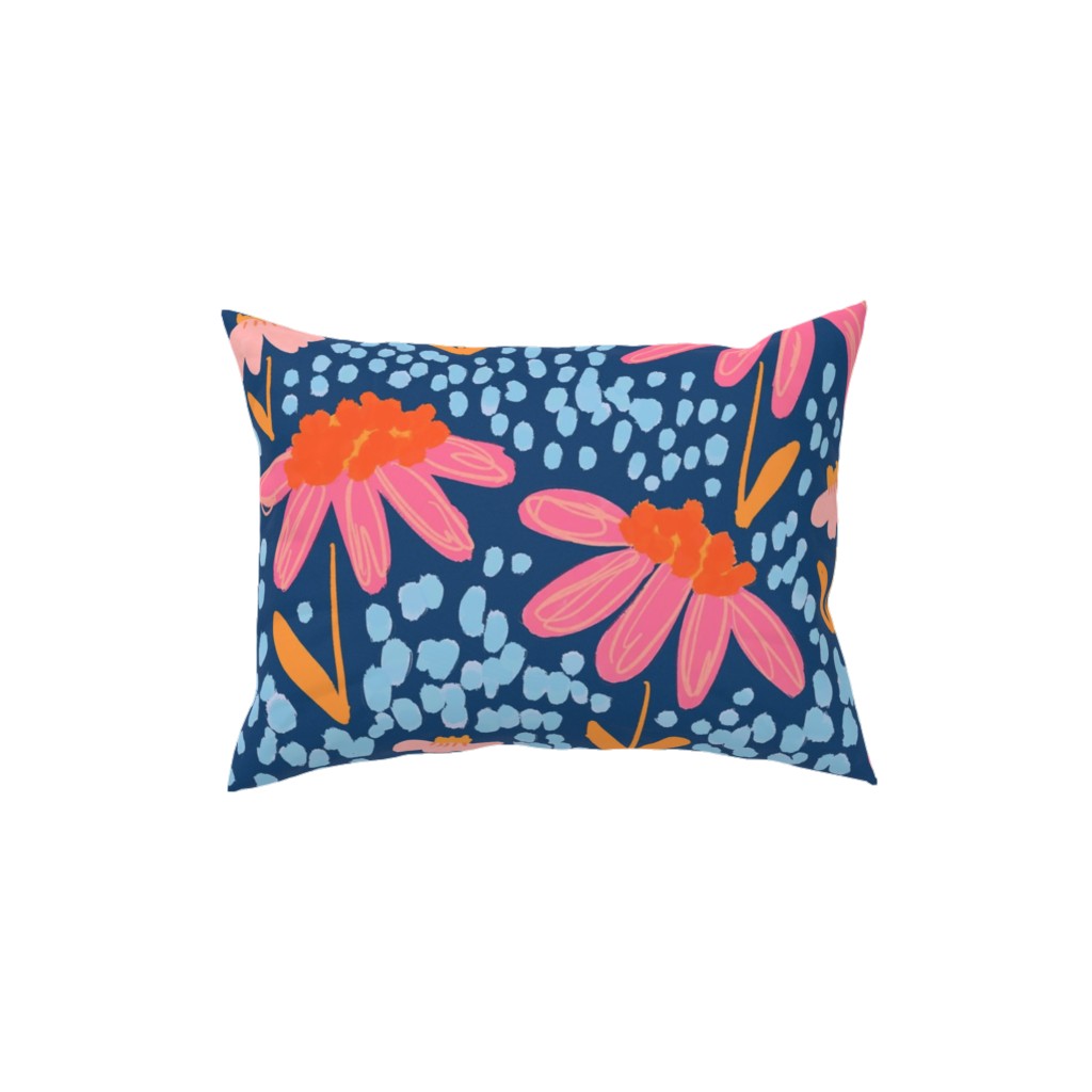 Spring Showers - Blue Pillow, Woven, Beige, 12x16, Single Sided, Blue, True Blue