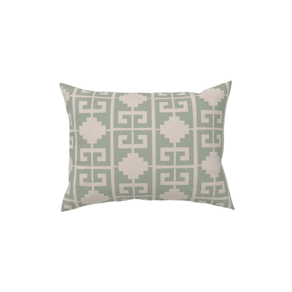 Greek To Me - Green on Cream Pillow, Woven, Beige, 12x16, Single Sided, Green, Classic Green