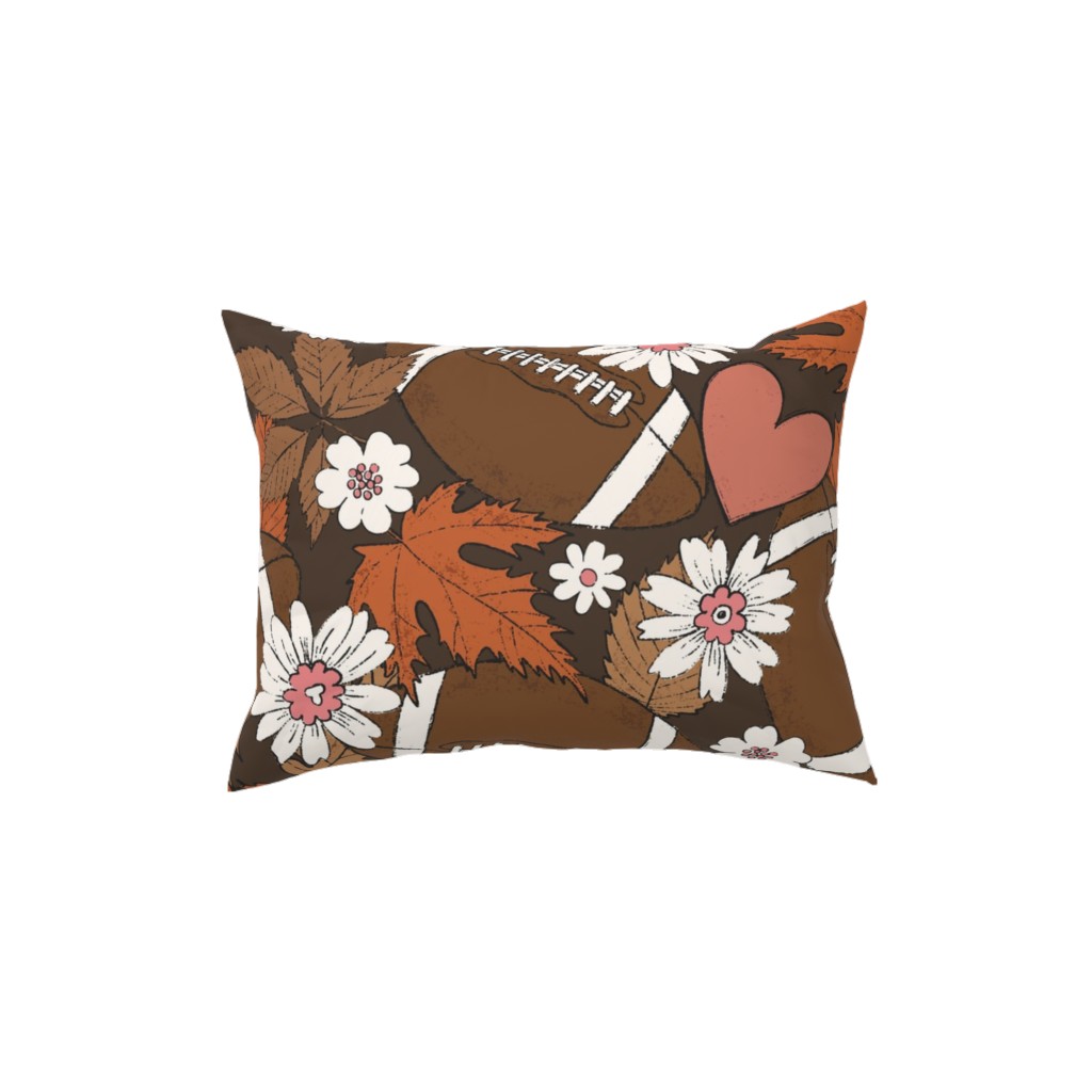 Football, Fall and Florals - Brown Pillow, Woven, Beige, 12x16, Single Sided, Brown, Brown