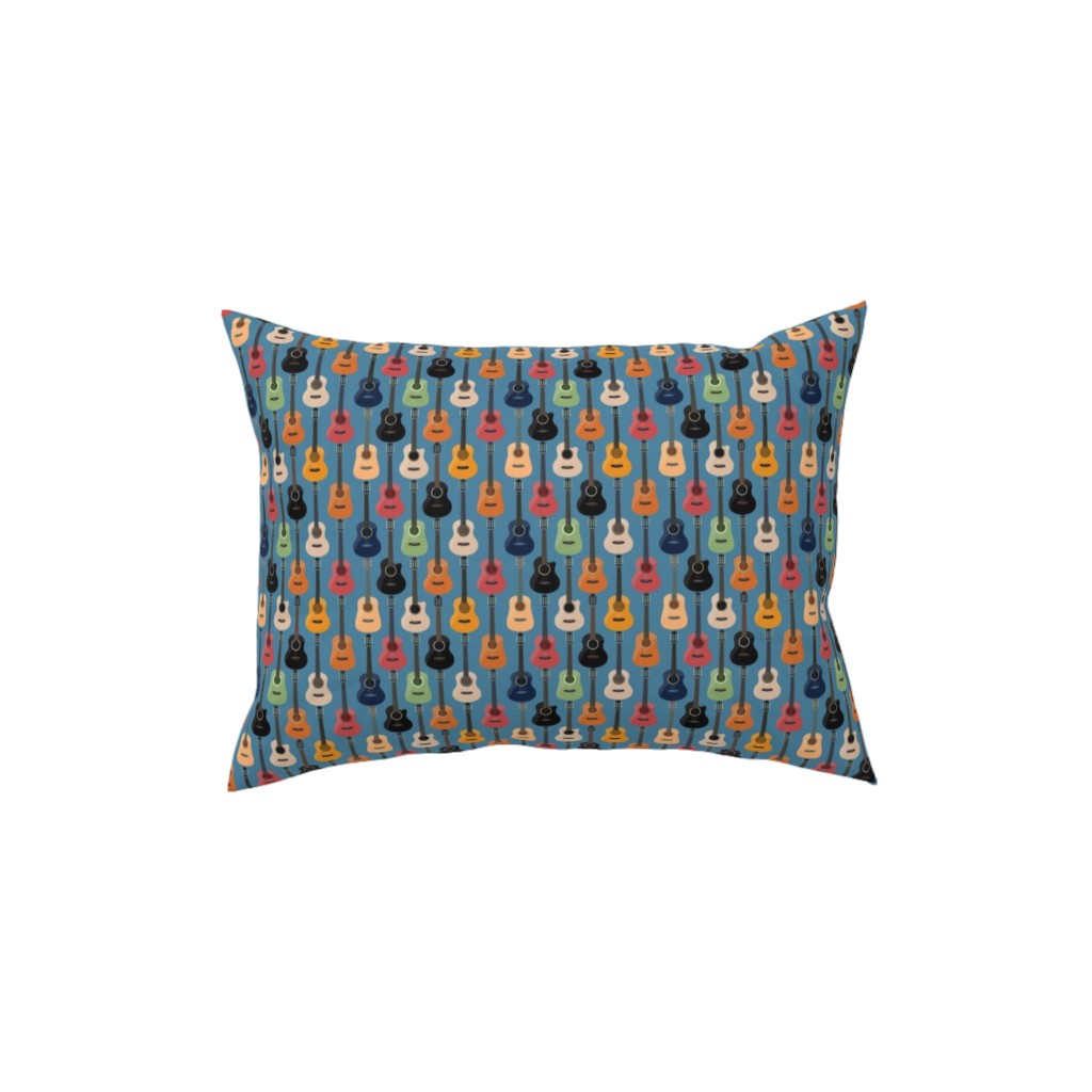Guitars - Blue Pillow, Woven, Beige, 12x16, Single Sided, Blue