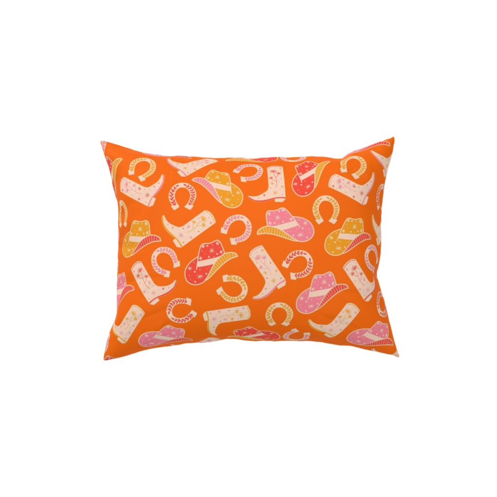 Cowgirl - Pink and Orange Pillow, Woven, Beige, 12x16, Single Sided, Orange, Orange