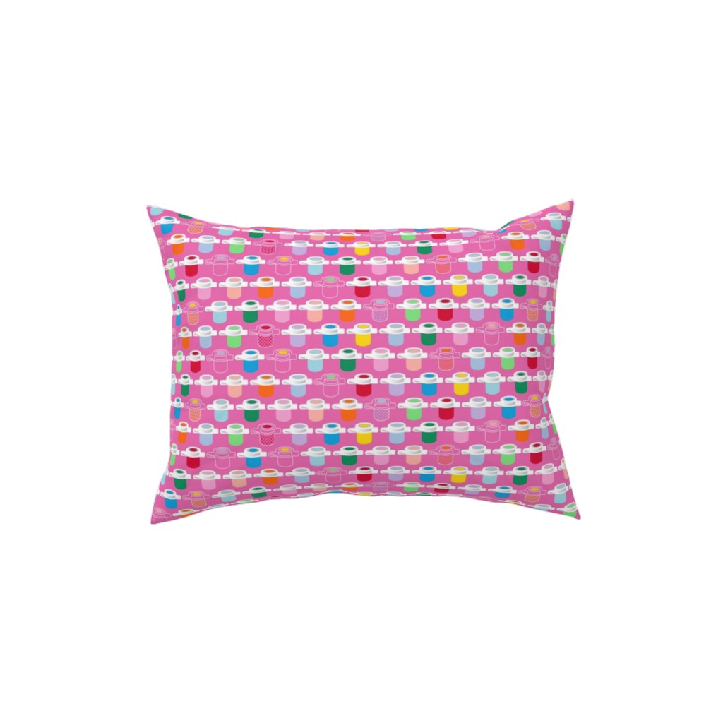 Paint Pots Pillow, Woven, Beige, 12x16, Single Sided, Pink, Heather