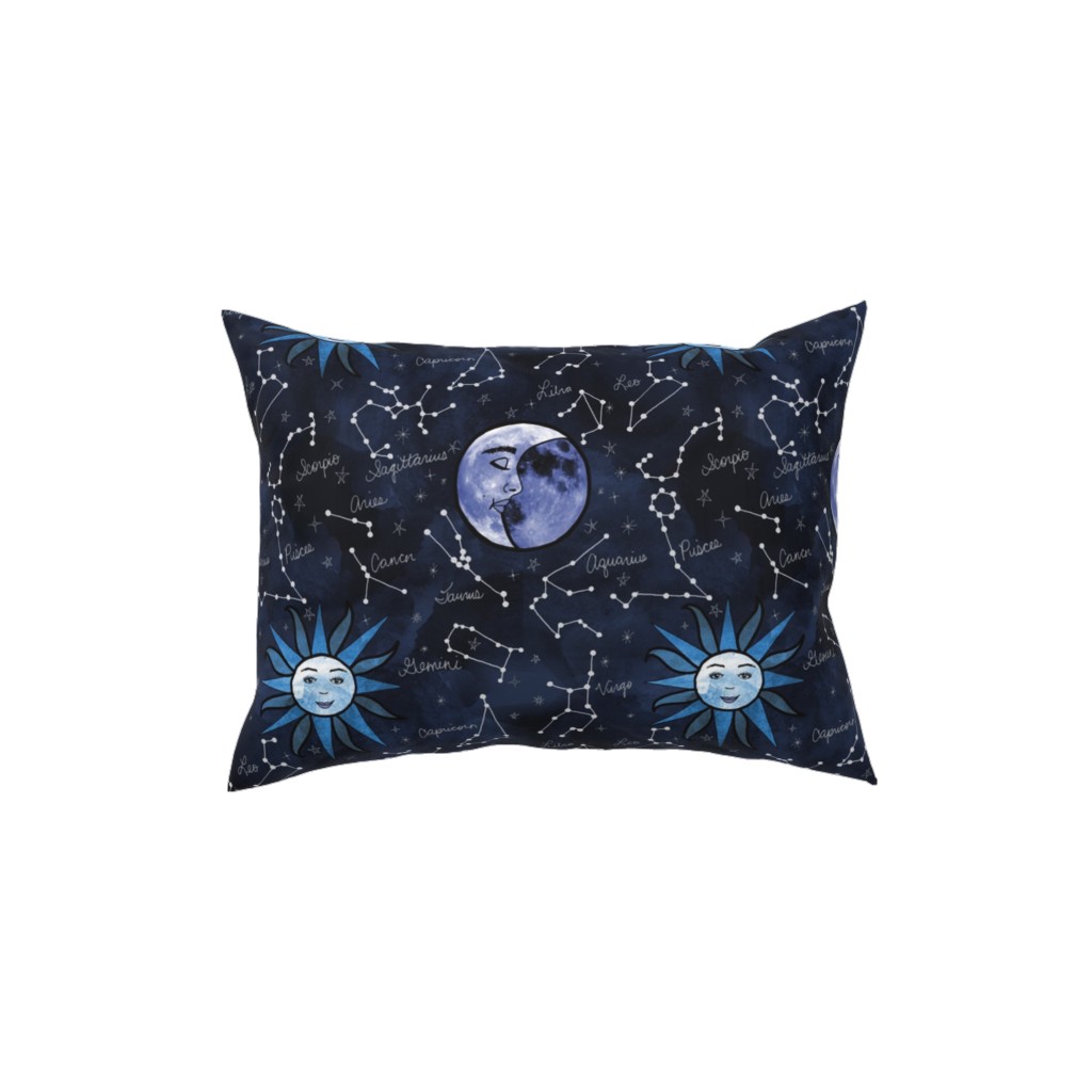 Celestial Star Signs Pillow, Woven, Beige, 12x16, Single Sided, Blue
