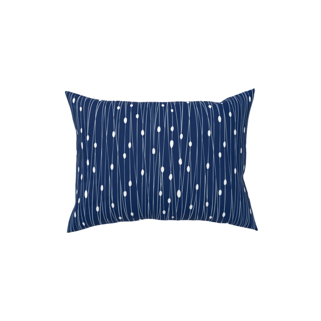 Entangled Geometric Lines Pillow, Woven, Beige, 12x16, Single Sided, Blue
