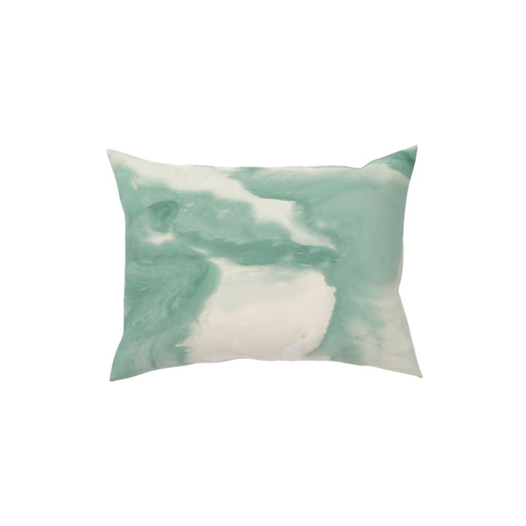 Abstract Watercolor Marble Pillow, Woven, Beige, 12x16, Single Sided, Green, Mantis