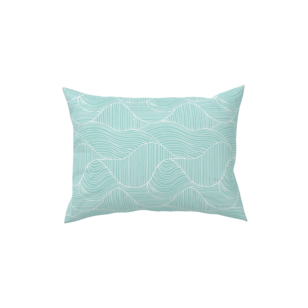 Dunes Geometric Waves - Light Aqua Pillow, Woven, Beige, 12x16, Single Sided, Blue