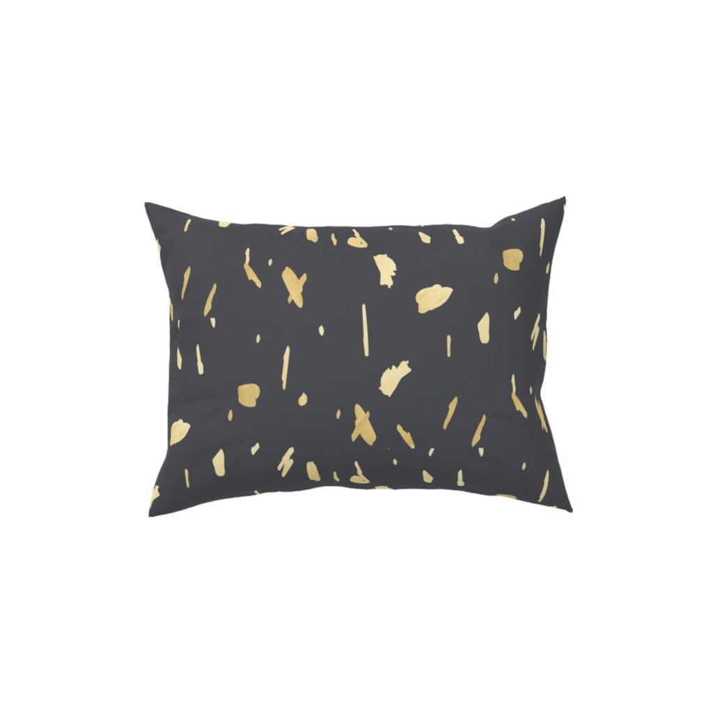 Blobs - Gold on Charcoal Pillow, Woven, Beige, 12x16, Single Sided, Gray