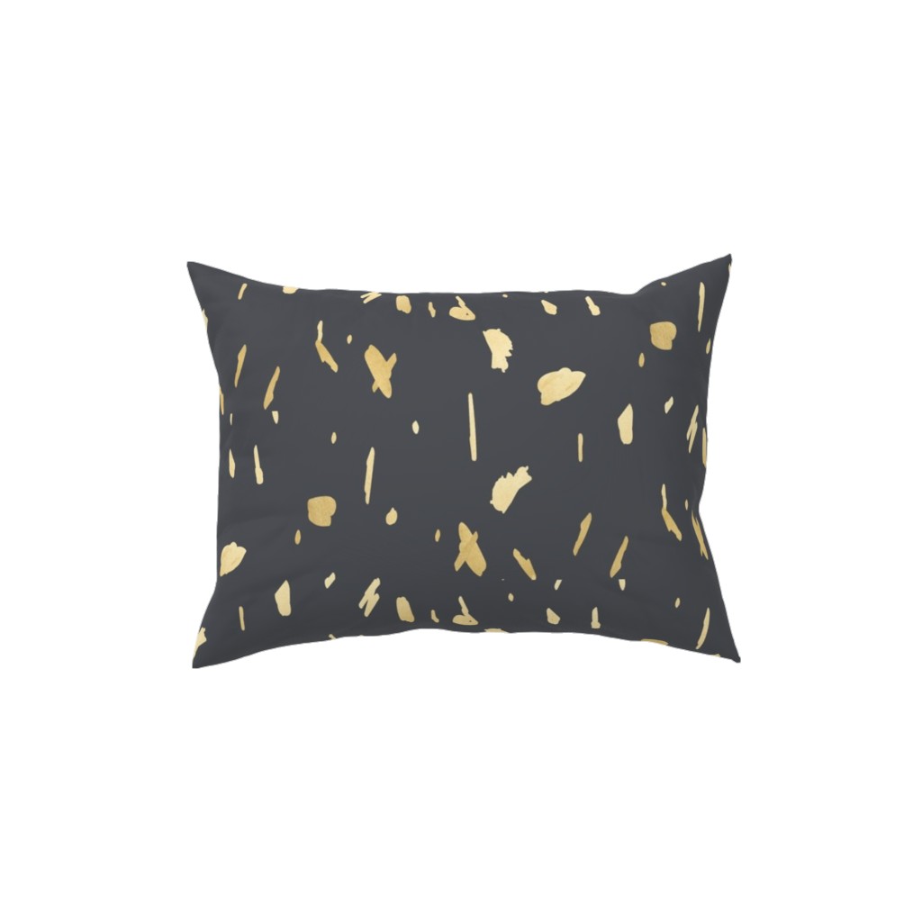 Blobs - Gold on Charcoal Pillow, Woven, Beige, 12x16, Single Sided, Gray, Gray