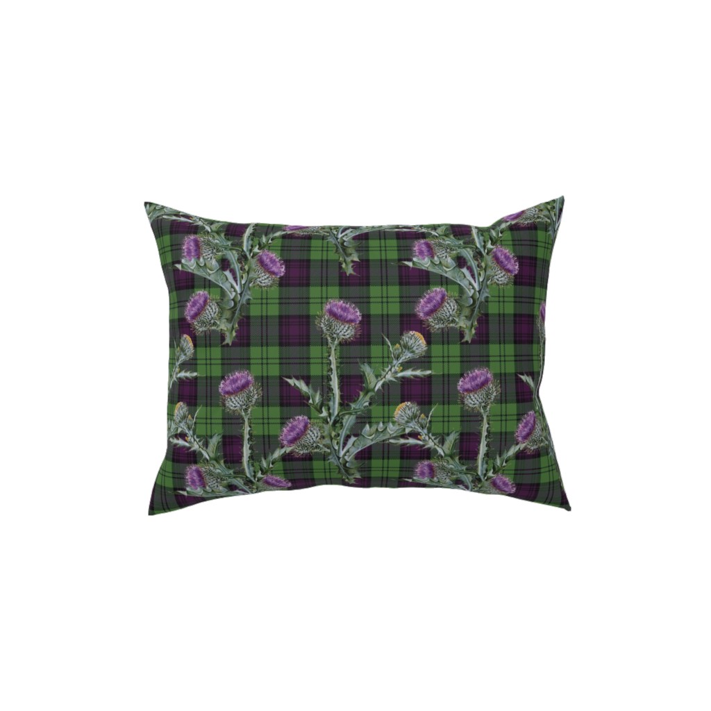 Feochadan Tartan - Green and Purple Pillow, Woven, Beige, 12x16, Single Sided, Green