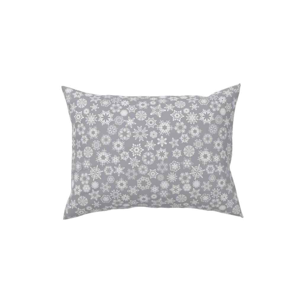 Snowflake Silver Pillow, Woven, Beige, 12x16, Single Sided, Gray