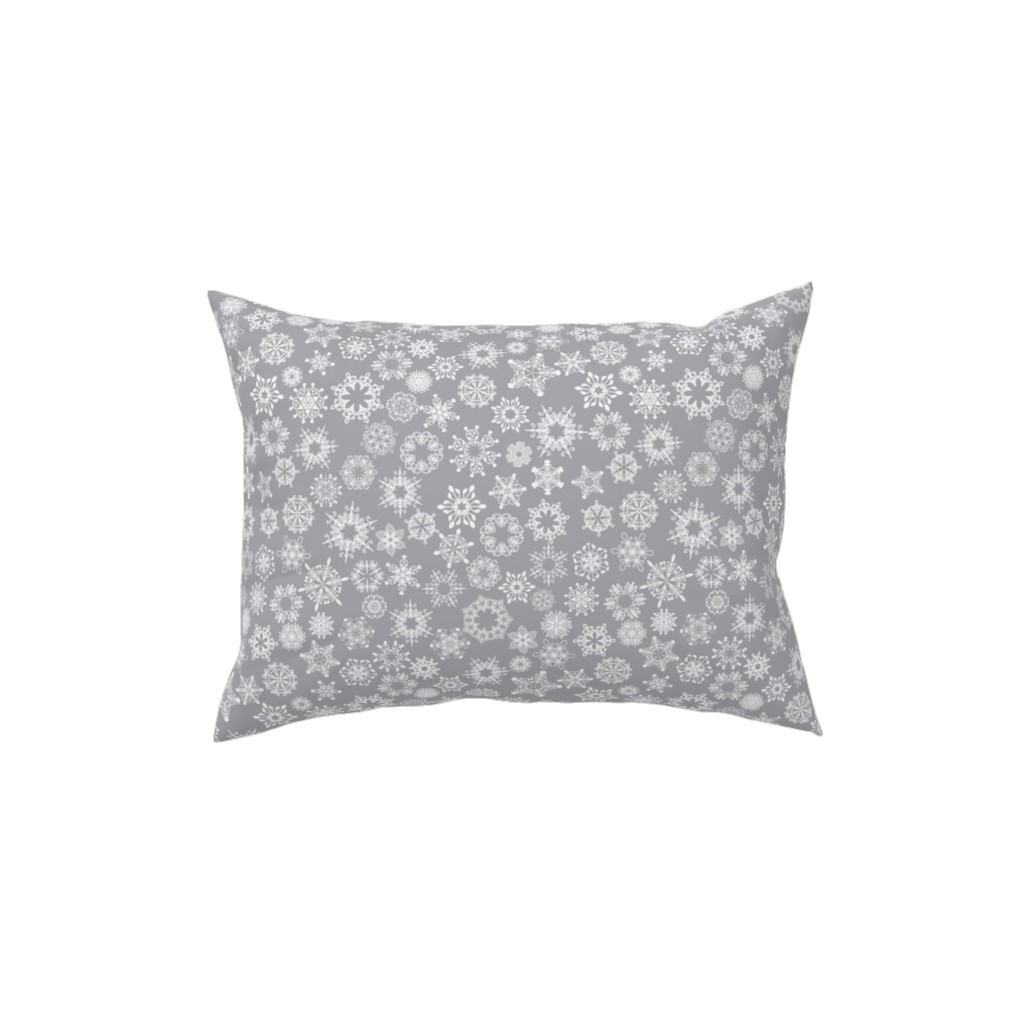 Snowflake Silver Pillow, Woven, Beige, 12x16, Single Sided, Gray, Gray