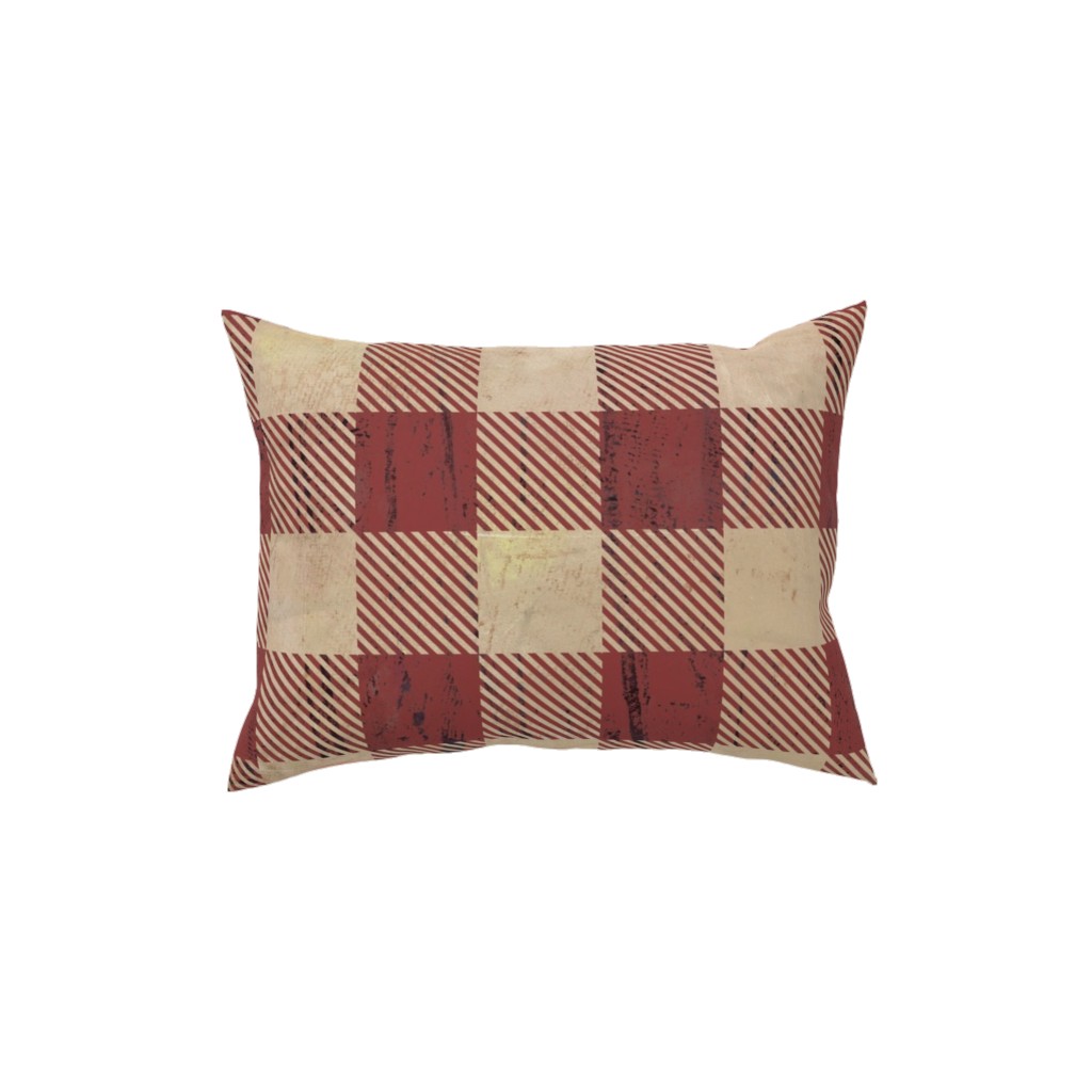 Rustic Buffalo Plaid - Red Pillow, Woven, Beige, 12x16, Single Sided, Red, Red