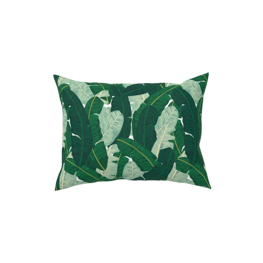 Classic Banana Leaves in Palm Springs Green Pillow, Woven, Beige, 12x16, Single Sided, Green