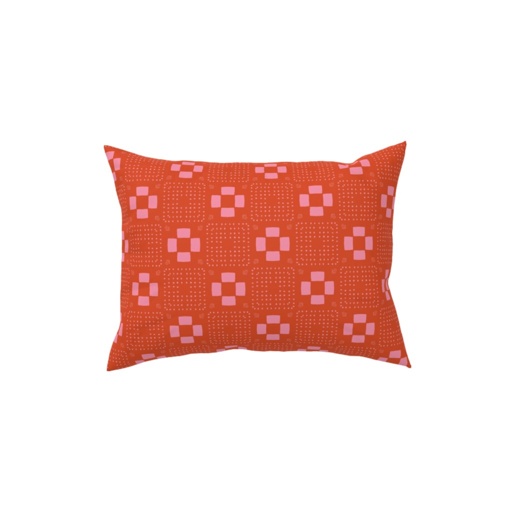 Phlox Garden - Red and Pink Pillow, Woven, Beige, 12x16, Single Sided, Red, Red