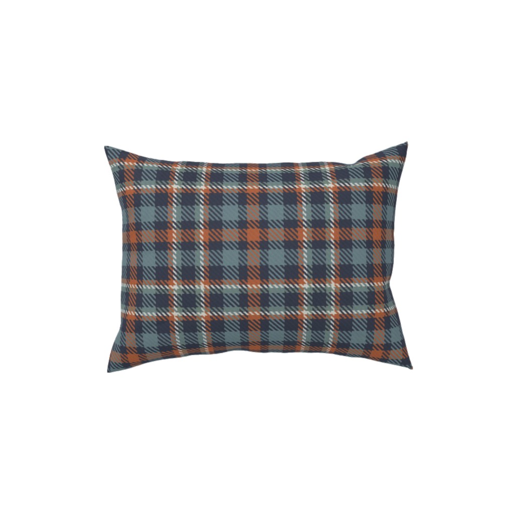 Plaid - Terracotta and Blue Pillow, Woven, Beige, 12x16, Single Sided, Blue