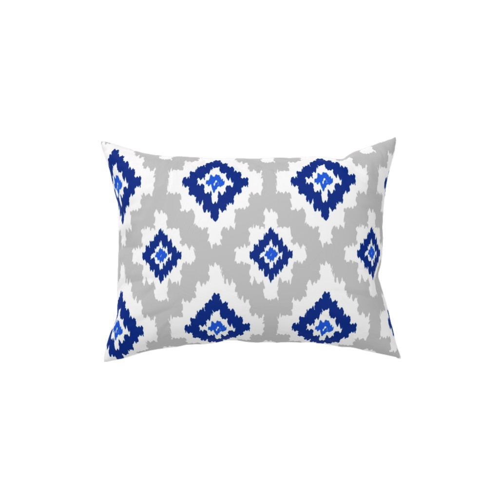 Boho Ikat in Blue & Grey Pillow, Woven, Beige, 12x16, Single Sided, Blue
