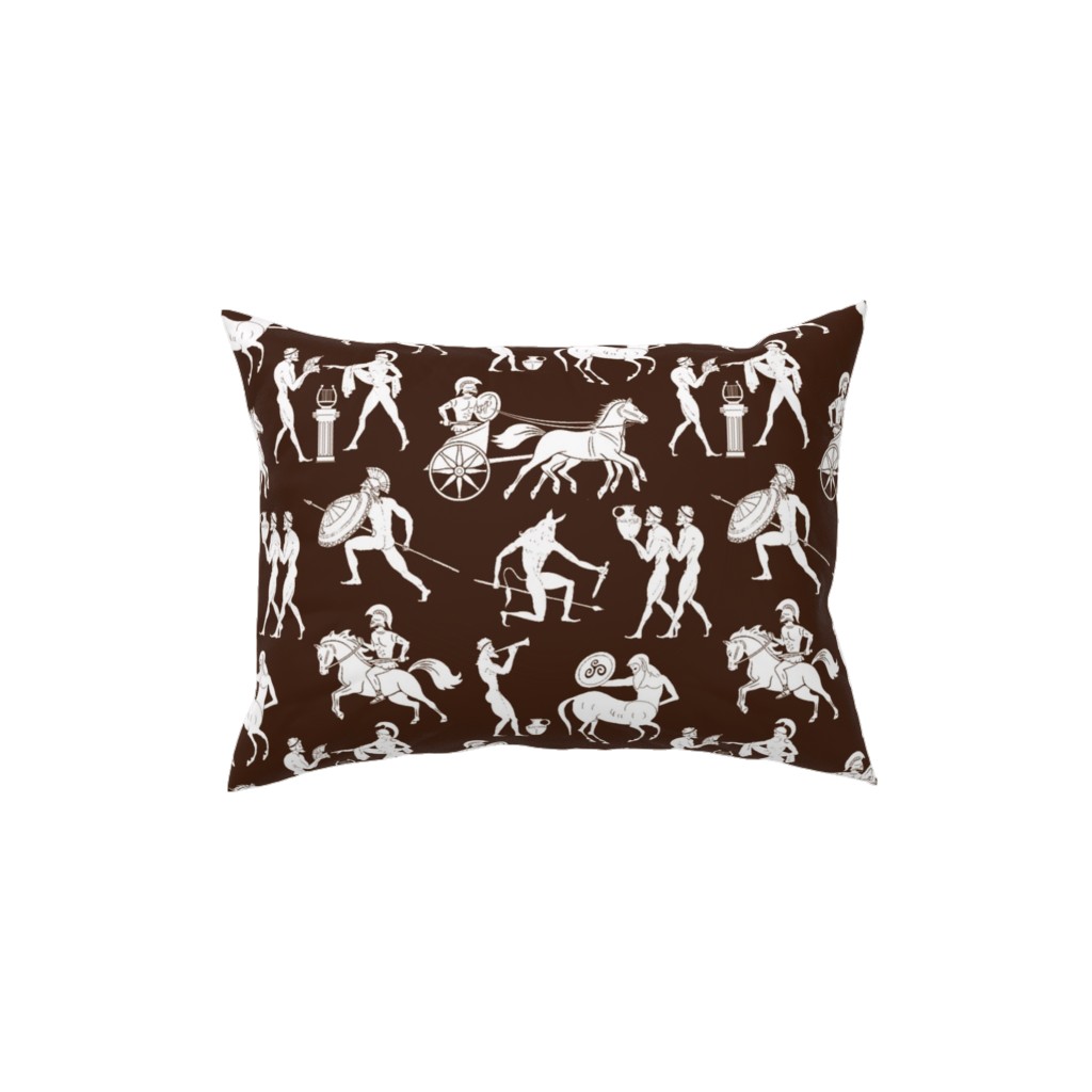 Greek Figures Pillow, Woven, Beige, 12x16, Single Sided, Brown