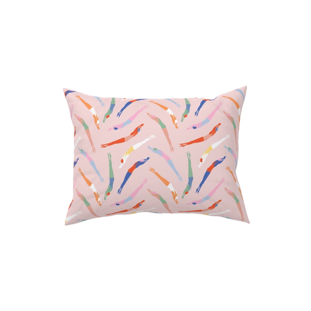 Art Deco Divers - Pink Pillow, Woven, Beige, 12x16, Single Sided, Pink, Bright Pink