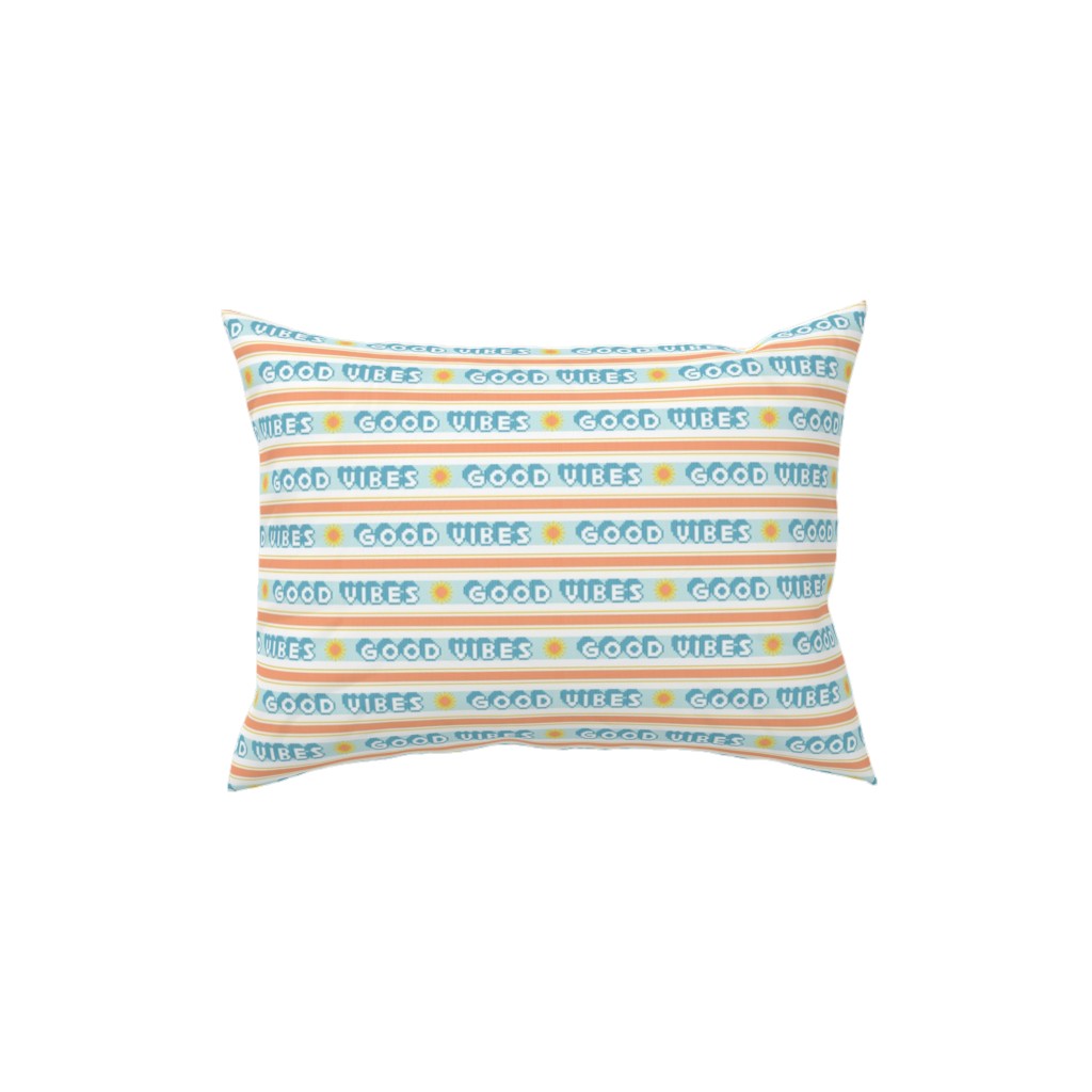 Good Vibes Vintage Typography Pillow, Woven, Beige, 12x16, Single Sided, Orange