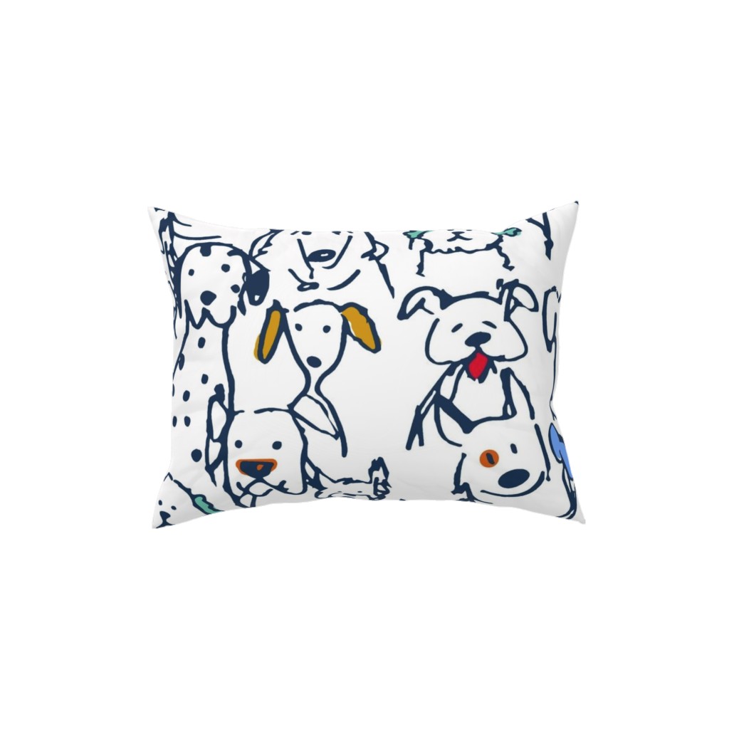 Color Pop Doodle Dogs Pillow, Woven, Beige, 12x16, Single Sided, Multicolor
