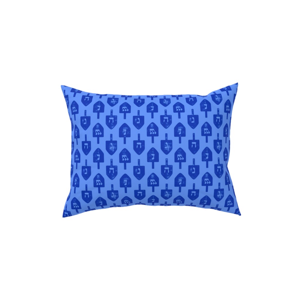Dreidel - Blue Pillow, Woven, Beige, 12x16, Single Sided, Blue, True Blue