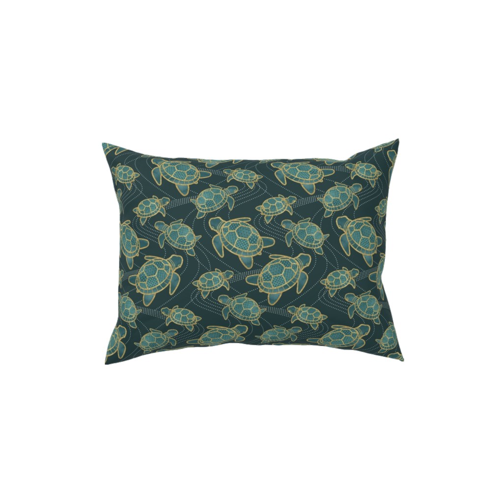 Turtles - Green Pillow, Woven, Beige, 12x16, Single Sided, Green
