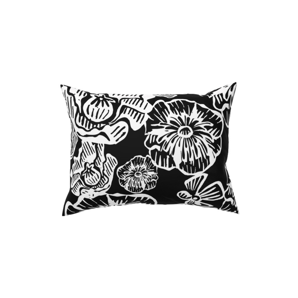 Poppy Arty Pillow, Woven, Beige, 12x16, Single Sided, Black